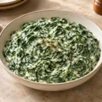 Creamed Spinach served with its accompaniments